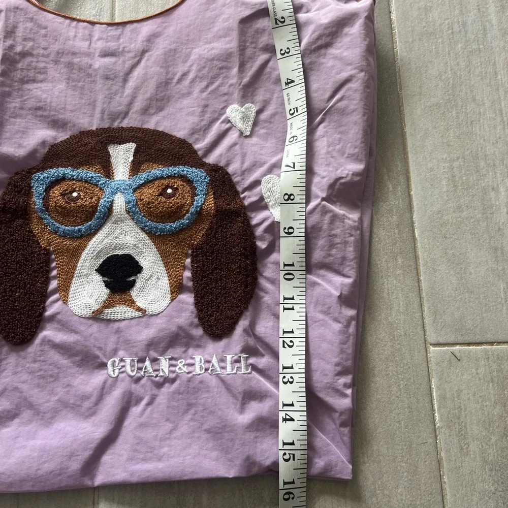 Lavender tote GUAN & BALL , nylon hound with sunglasses ladies girls bag